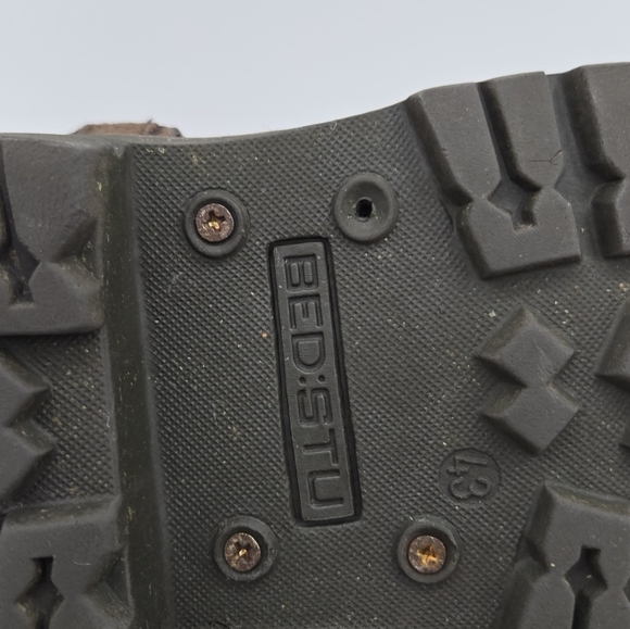 Bed Stu | Men's Brown Distressed Harness Buckle Zip Up Leather Ankle Biker Boots - Picture 7 of 12